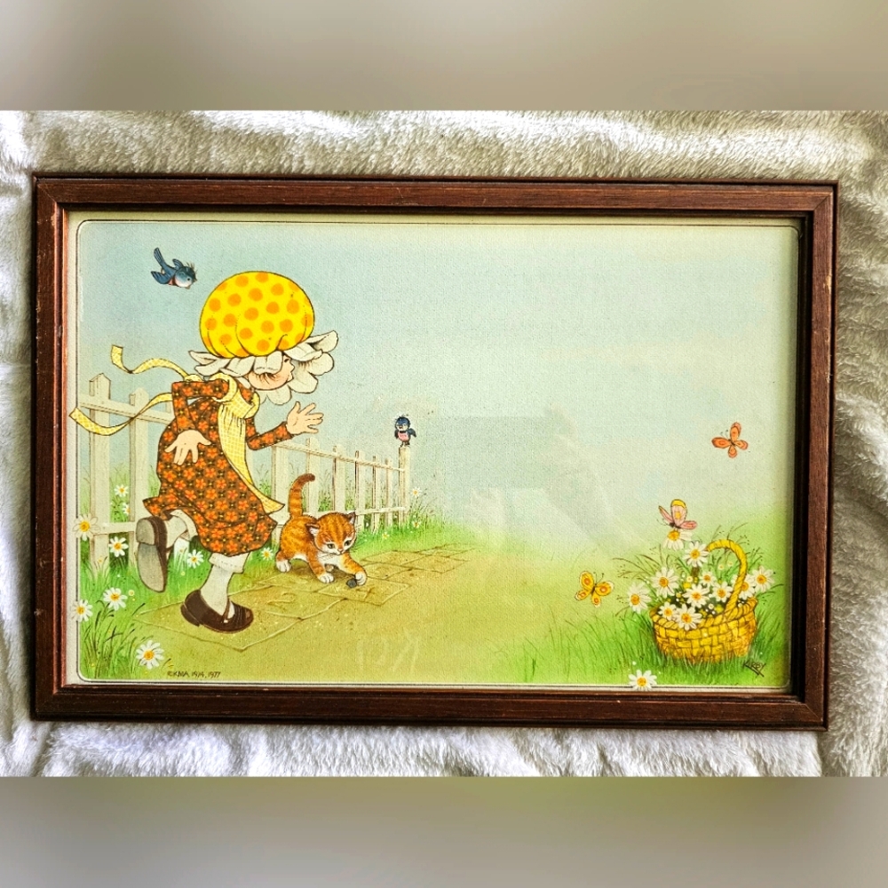 Vintage 1970's Daisy Print in frame